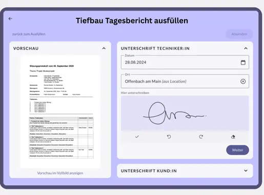 Tiefbau Software - digitale Protokolle
